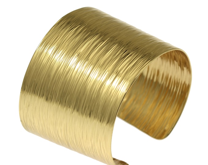 Brass Bark Cuff Bracelet - Gold Statement Cuff - Gold Cuffs - Large Gold Statement Cuffs - 21st Wedding Anniversary Gifts - Wide Brass Cuffs