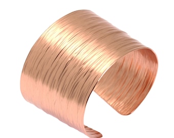 Bark Copper Cuff Bracelet, Rose Gold Womens Bracelets, Wide Copper