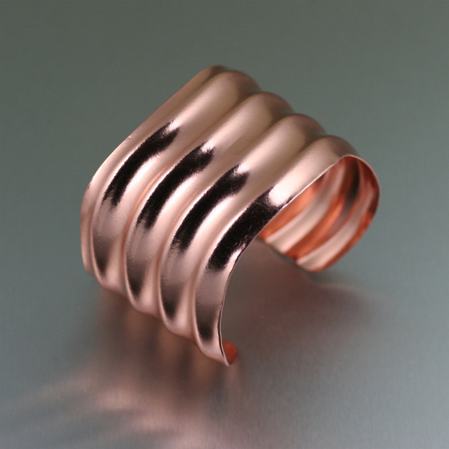 Copper Wave Cuff Bracelet Rose GoldTone Statement Cuff Etsy