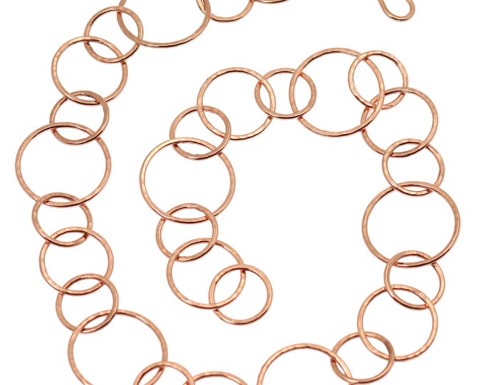 Hammered Copper Chain Link Necklace - Copper Chain Necklace - Hammered Copper Link Necklace - 7 Year Anniversary Gifts