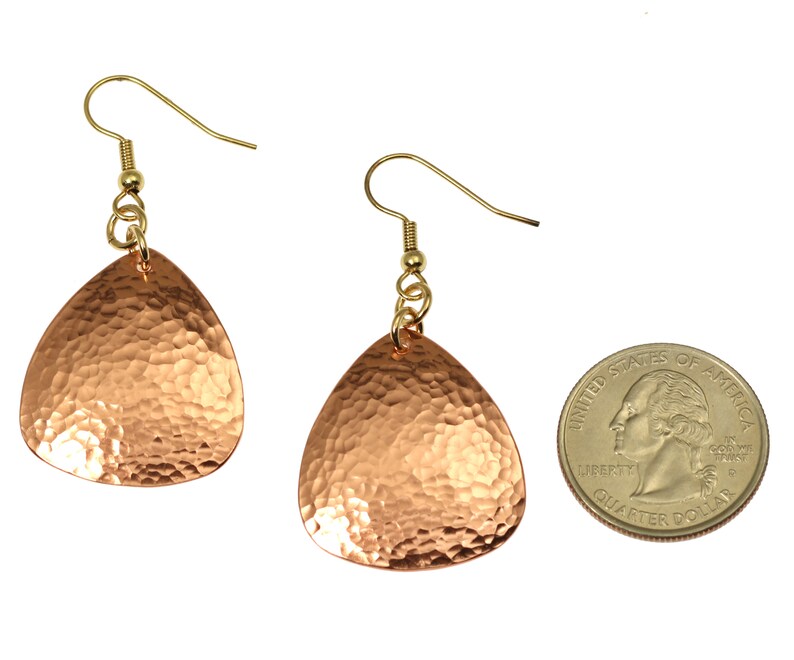 Hammered Copper Drop Earrings Hammered Copper Triangular Etsy
