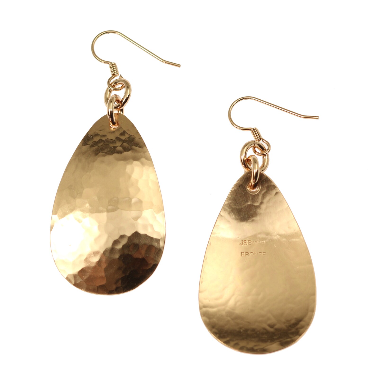 Large Hammered Bronze Earrings Hammered Teardrop Bronze Etsy