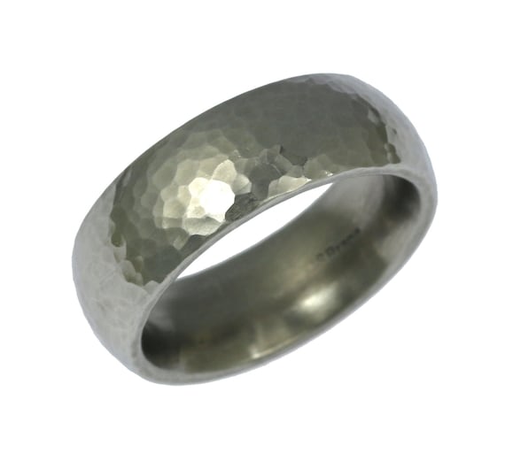 7mm Hammered Stainless Steel Mens Ring Mens Hammered Wedding Etsy