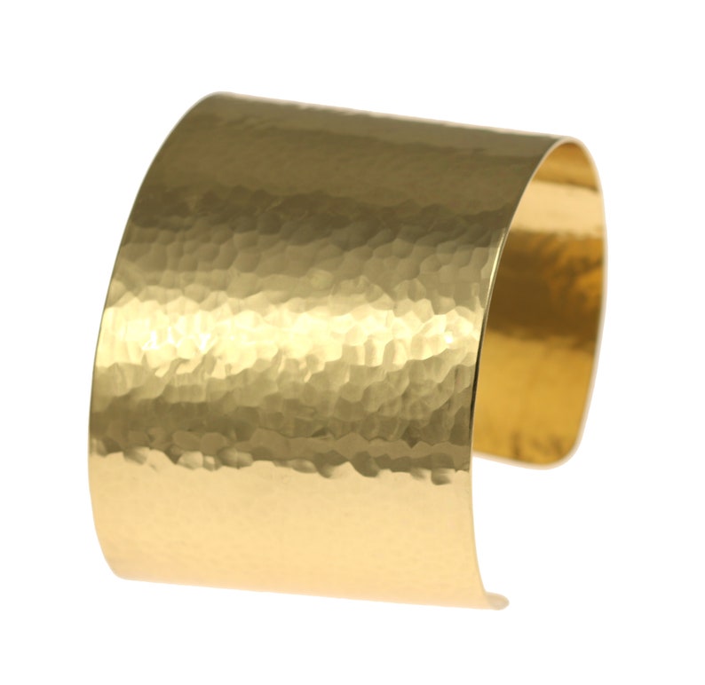 1 3/4 Inch Wide Hammered Gold Cuff Bracelet by John S Brana Handmade Jewelry image 3