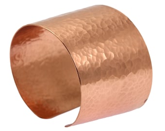 Wide Hammered Copper Cuff Bracelet 7th Anniversary Gift For Her