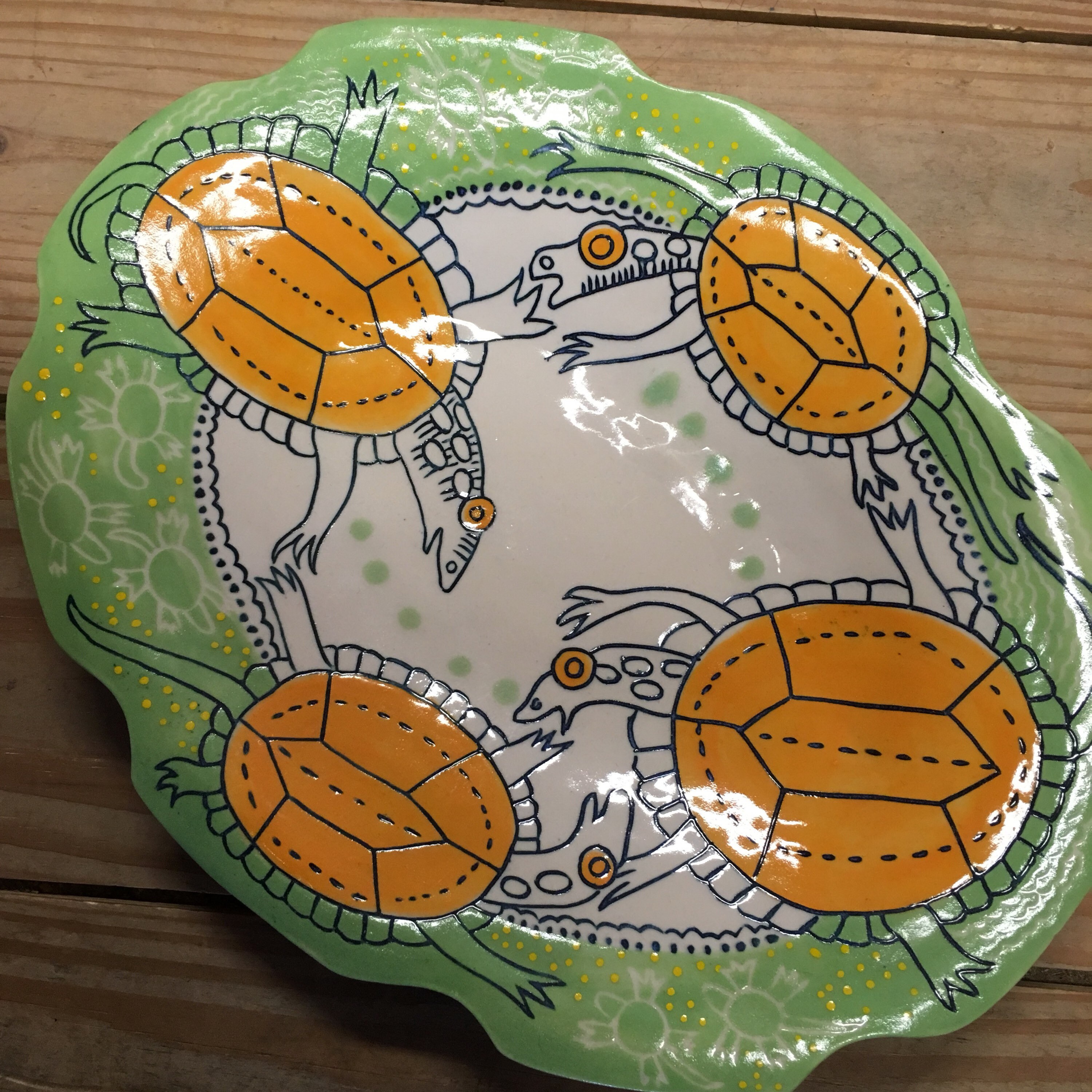 Turtle Ceramic Platter, unique pottery