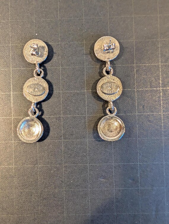 Signed Robert Rose Post Back Dangle Earrings - image 7