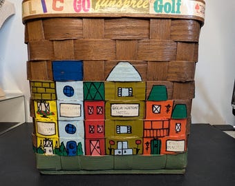 Caro-Nan Hand-painted City Scape Boca Routan Florida-Wood Purse