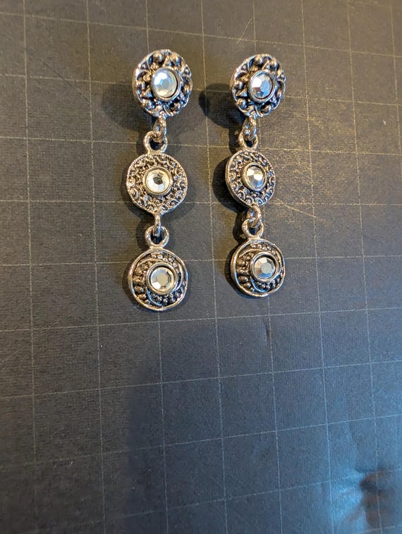 Signed Robert Rose Post Back Dangle Earrings - image 4
