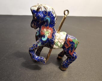 Cloisonne Carousel Horse Pendant 2x2.75 Inch