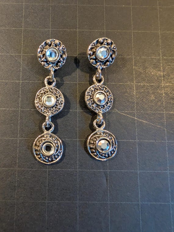 Signed Robert Rose Post Back Dangle Earrings - image 3