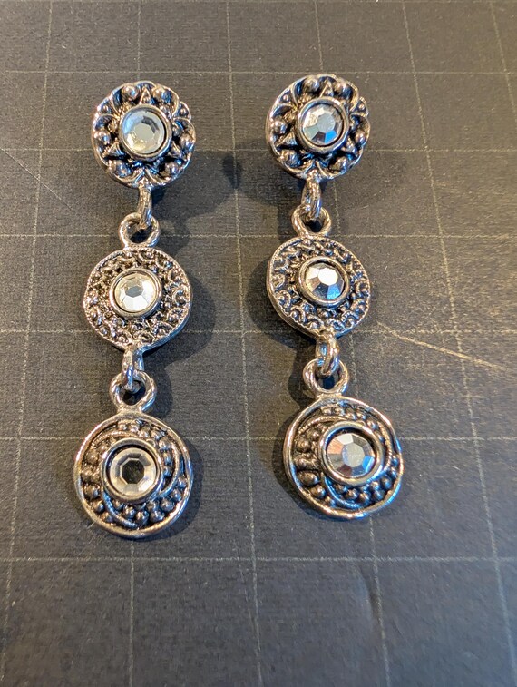 Signed Robert Rose Post Back Dangle Earrings - image 2