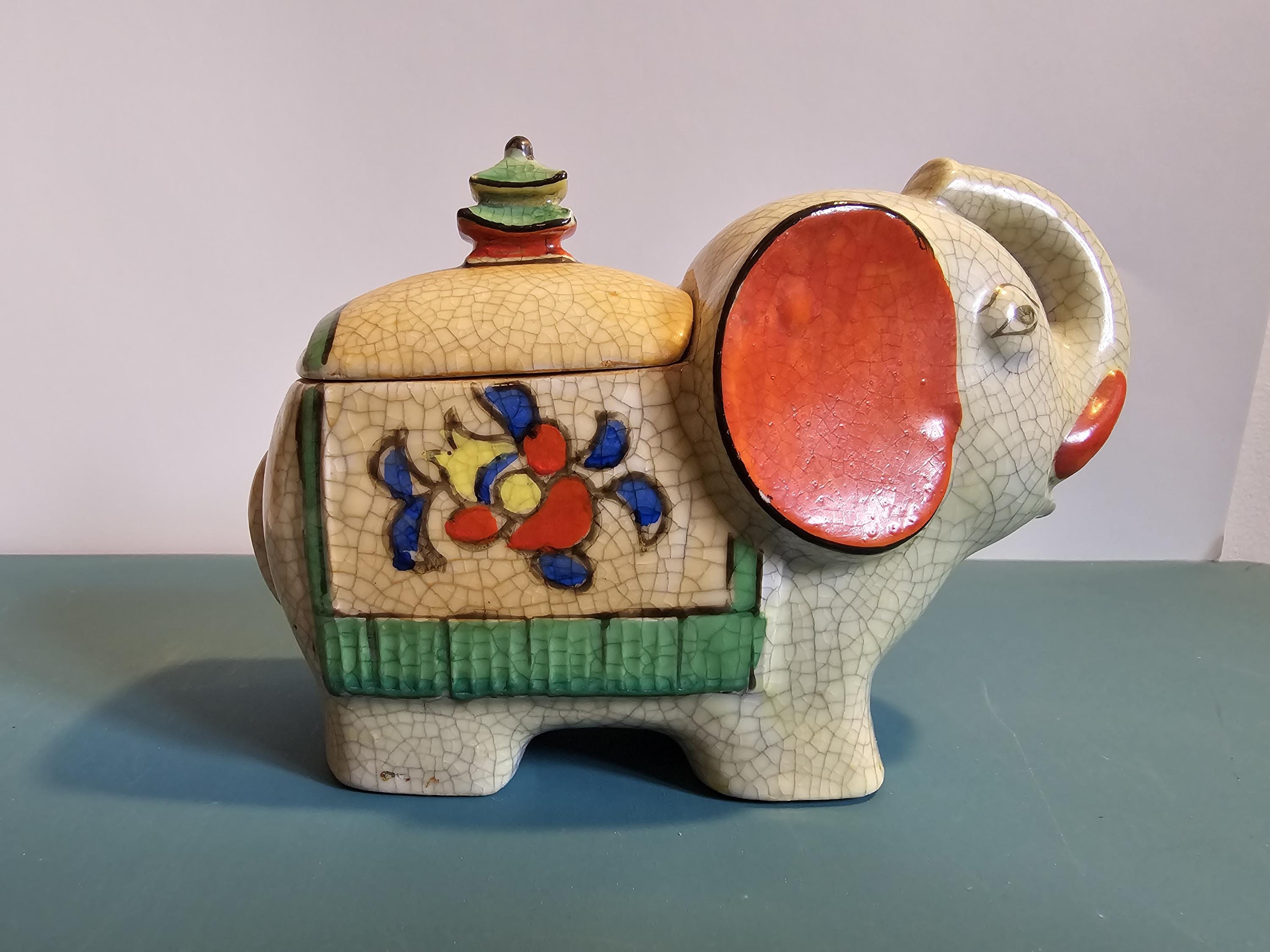 Vintage TT Takito Hand painted, Elephant Sugar Container