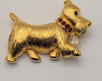 Vintage gold-tone Napier Scottie Dog Brooch