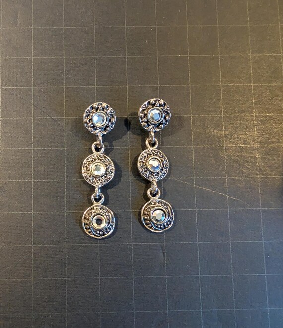 Signed Robert Rose Post Back Dangle Earrings - image 1