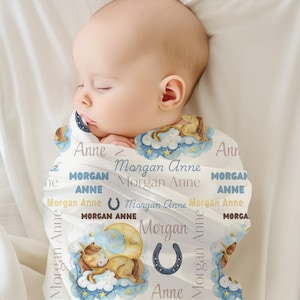 Sleeping Pony Blanket, Personalized Blanket for Child, Personalized Gift for Baby Girl, Soft & Cozy Baby Shower Essential