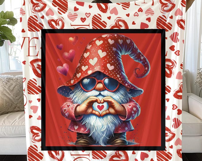 Love Gnome Valentine's Blanket: Cozy Home Decor Gift