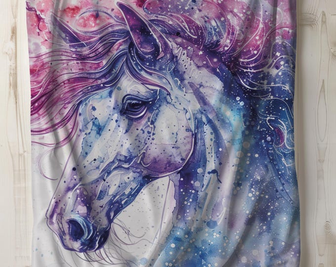 Horsehead Plush Blanket: Soft Equestrian Art Throw, Horse Lover Gift