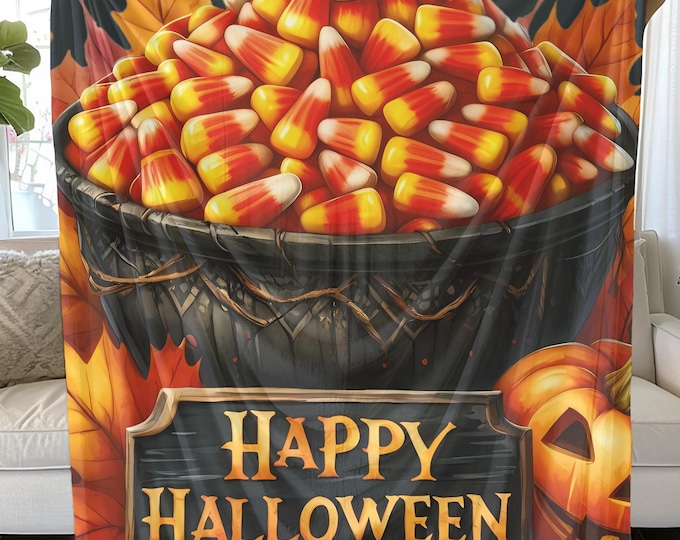 Halloween Candy Corn Plush Blanket: Cozy Fall Throw