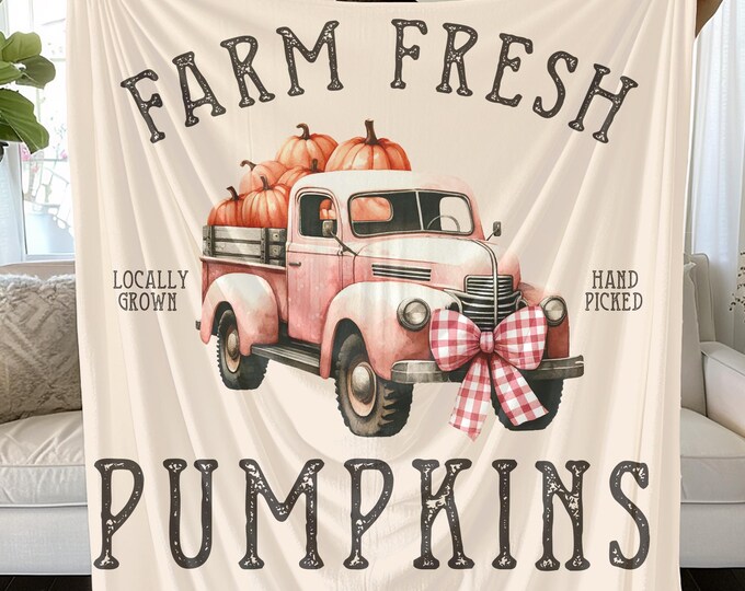 Farm Fresh Pumpkins Plush Blanket: Cozy Autumn Decor