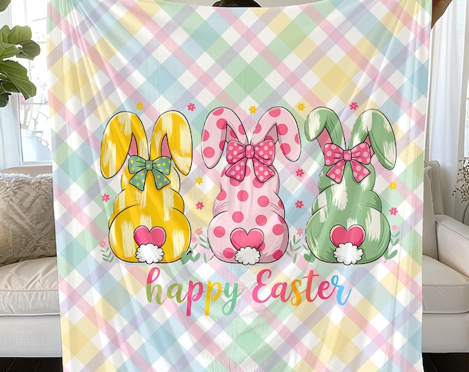 Happy Easter Bunnies Blanket | Soft, Cozy Throw for Spring Decor & Seasonal Celebrations