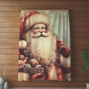 Vintage Santa Cozy Christmas Blanket, Holiday Xmas Throw