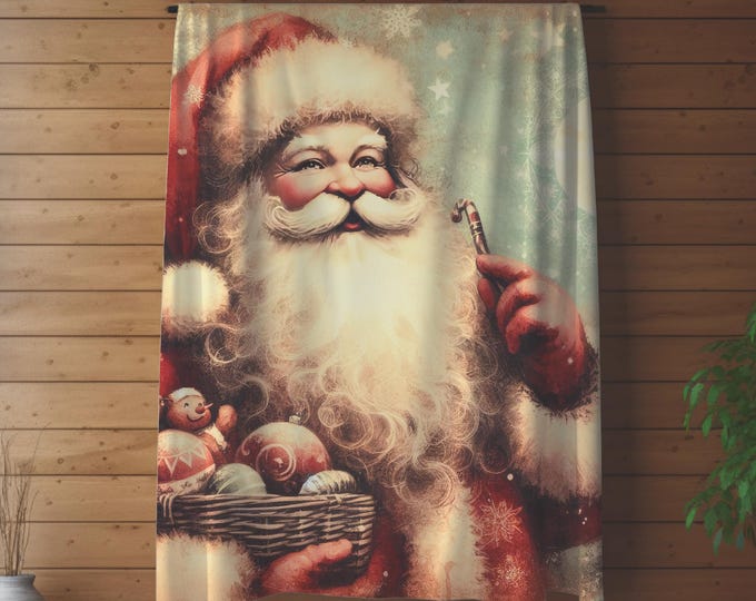 Vintage Santa Cozy Christmas Blanket, Holiday Xmas Throw
