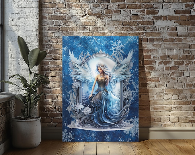 Snow Angel Stretched Canvas Print Wall Art