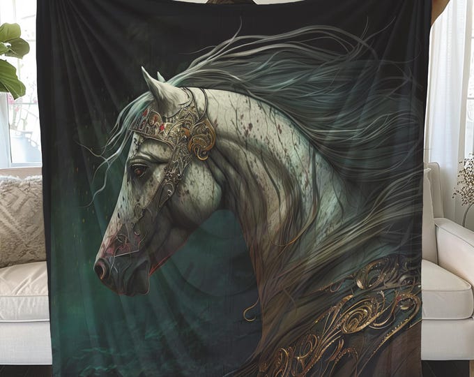 War Horse Velveteen Plush Blanket: Soft Equestrian Decor Gift