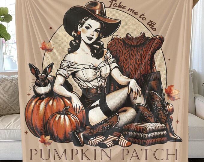 Pumpkin Patch Plush Blanket: Cozy Autumn Decor