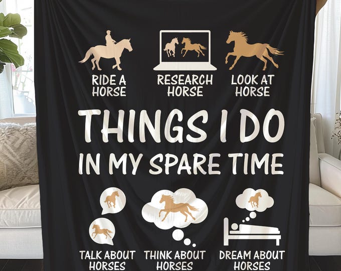 Horse Lover Plush Blanket: Equestrian Design Cozy Throw