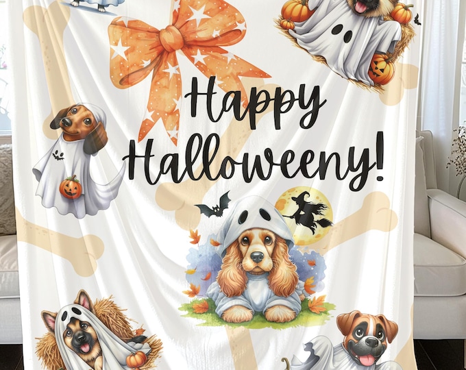 Halloween Dog Blanket, Festive Throw, Soft Plush Fall Decor