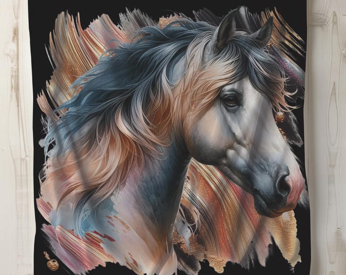 Fantasy Horsehead Plush Blanket: Equestrian Home Decor