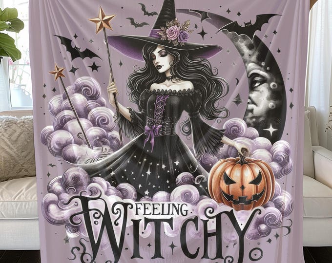 Witchy Plush Blanket: Halloween Spooky Season Décor