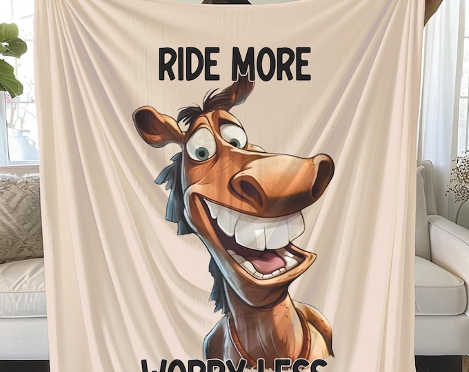 Horse Lover Plush Blanket: Ride More Worry Less Cozy Throw