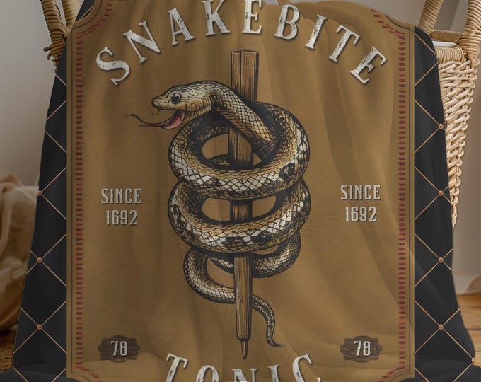 Snakebite Tonic Blanket: Cozy Faux Fur Throw, Halloween Decor
