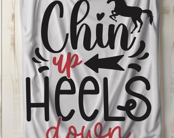 Chin Up Heels Down Plush Blanket: Soft Equestrian Gift