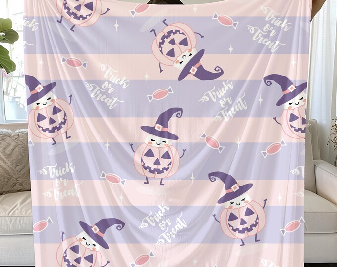 Pastel Halloween Plush Blanket: Trick or Treat Decor