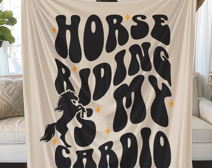 Horse Riding My Cardio Plush Blanket: Soft Equestrian Throw