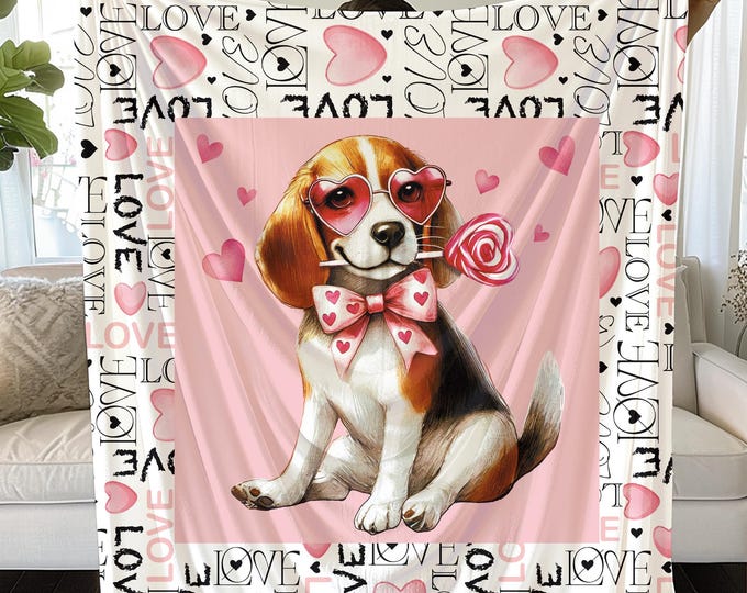 Beagle Love Valentine's Blanket: Cozy Dog Lover Home Decor