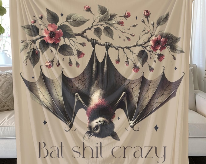 Bat Shit Crazy Blanket: Floral Gothic Home Decor Throw