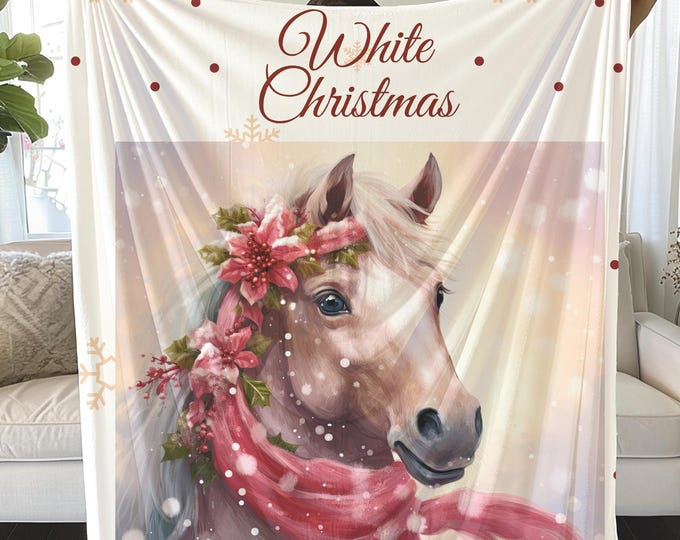 Christmas Horse Plush Blanket: Soft Equestrian Gift