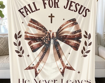 Fall for Jesus Plush Blanket: Religious Autumn Home Decor
