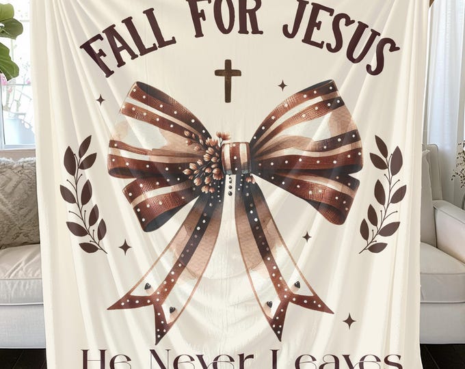 Fall for Jesus Plush Blanket: Religious Autumn Home Decor