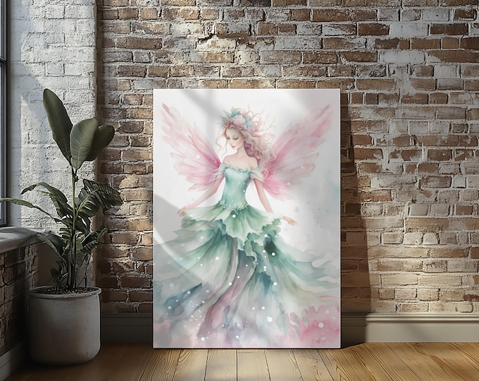 Pastel Angel Stretched Canvas Print Wall Art