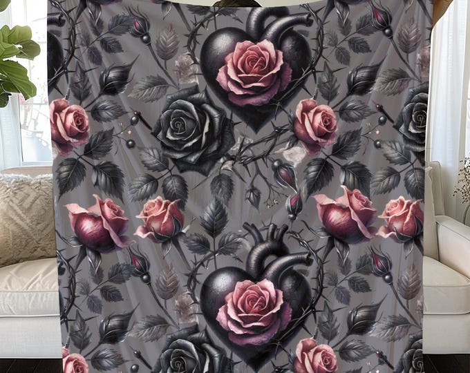 Gothic Rose Blanket: Valentine's Day Cozy Home Decor Gift