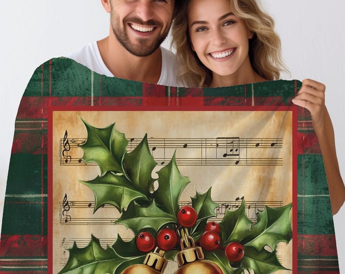 Jingle Bells Christmas Blanket: Holiday Home Decor Throw