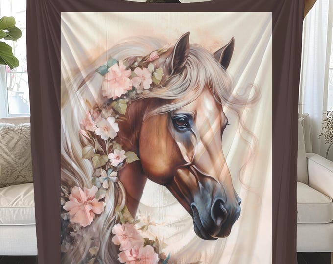 Palomino Horse Plush Blanket: Cozy Equestrian Gift