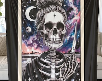 Everything Is Fine Tarot Card Blanket: Cozy Halloween Decor