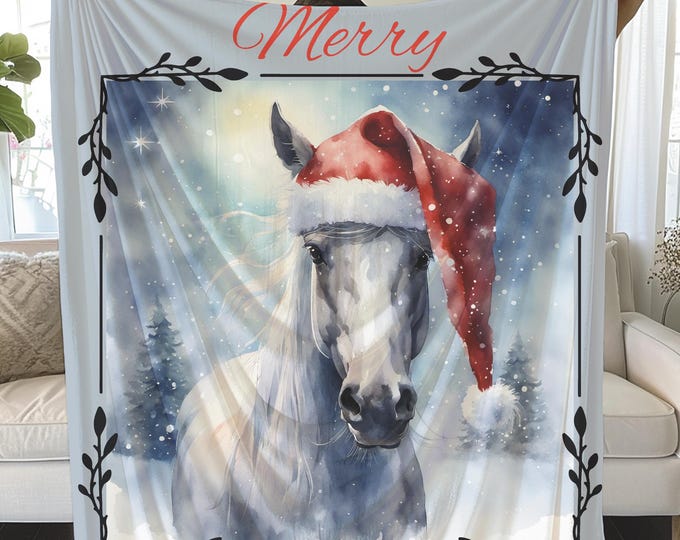 Christmas Pony Plush Blanket: Cozy Equestrian Gift